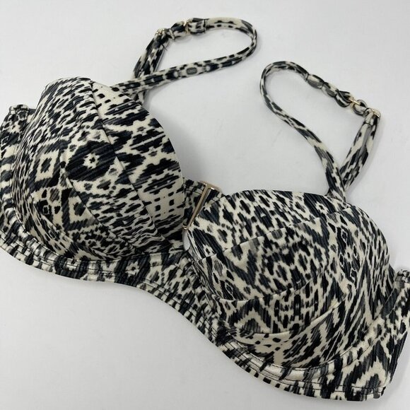 Victorias Secret Push Up Bikini Top Size 32B Black Print - Picture 3 of 11